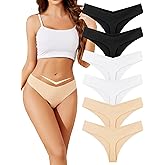 ANSUKOO Seamless V Cut Thongs for Women Underwear 6Pack,No Show Ladies Workout Tanga,No Line Comfortable Low Rise Gym Panties