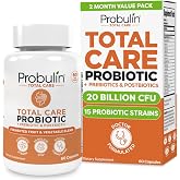 Probulin Total Care Probiotic Supplement, Daily Gut, Digestive, and Immune Health Probiotics Capsules for Men and Women, 20 Billion CFU, Vegan, 60 Count Bottle