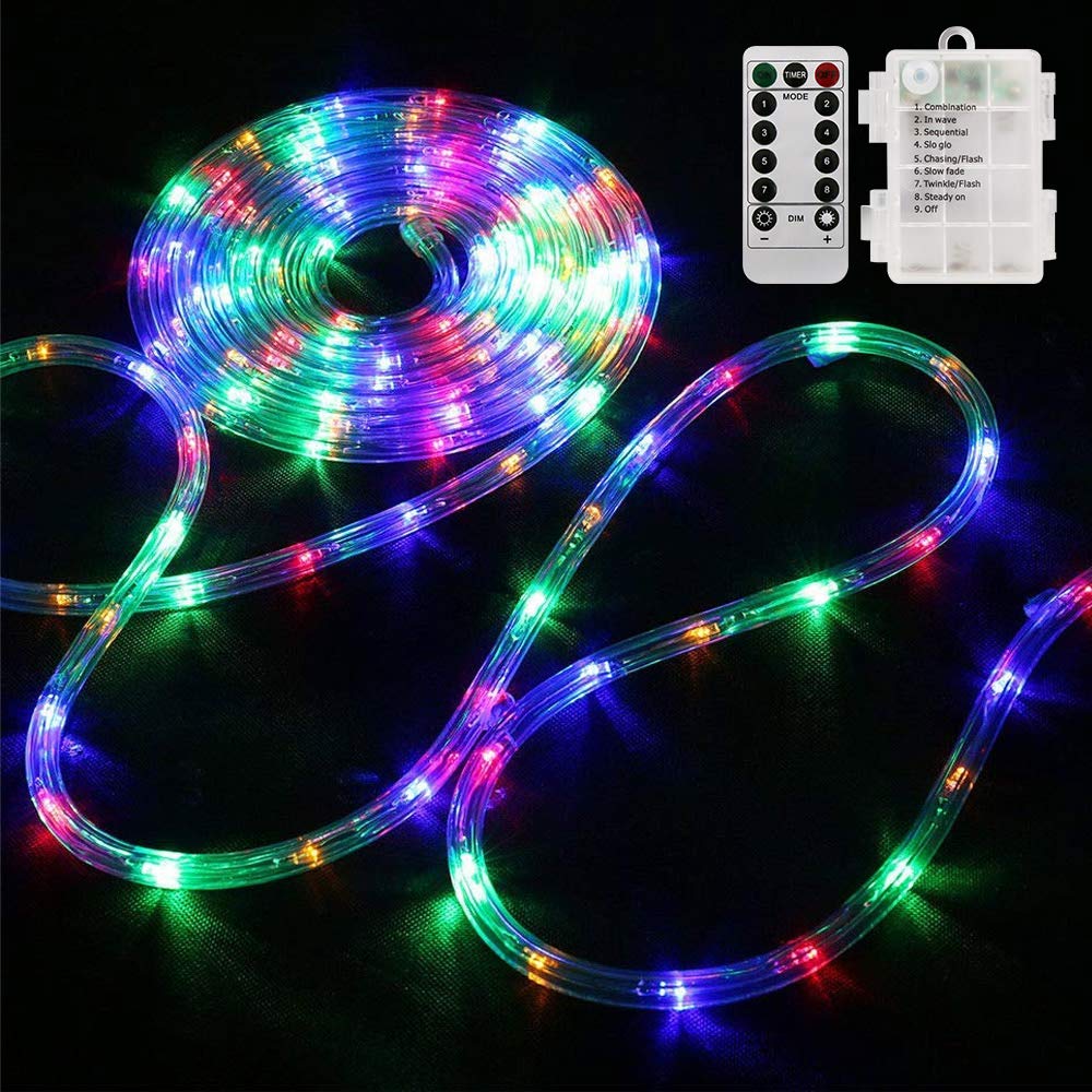 Photo 1 of Bebrant LED Rope Lights Battery Operated String Lights-40Ft 120 LEDs 8 Modes Outdoor Waterproof Fairy Lights Dimmable/Timer with Remote for Camping Party Garden Holiday Decoration