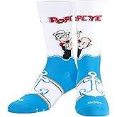 Cool Socks, Popeye the Sailor Man, Mens Womens Crew, Funny Graphic Print, Large