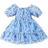 Kucnuzki Toddler Baby Girl Dress Short Sleeve Dress Summer Casual Boho Dresses Ruffle Floral Sundress Cute Kids Clothes