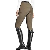 FitsT4 Sports Women's Full Seat Riding Tights with Zipper Pockets Horseback Riding Pants Equestrian Breeches for Women