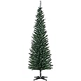 HOMCOM 6' Pencil Christmas Tree, Slim Artificial Xmas Tree with Realistic Branches, Sturdy Stand, Green