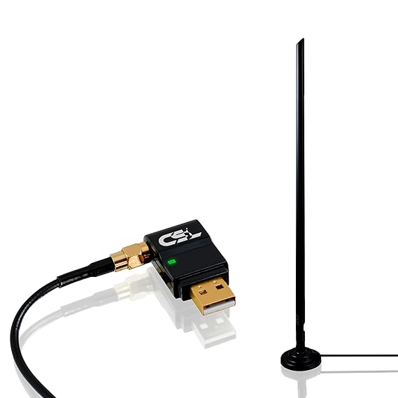 CSL - 300 Mbit/s WLAN Stick mit Antennenbuchse + 12 dBi WLAN Rundstrahlantenne inkl. Standfuß | Wireless LAN | Mini Dongle 80