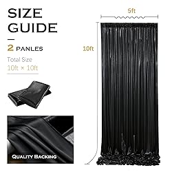 PartyVillage 10x10FT Black Sequin Backdrop Curtain