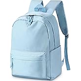 Cunno School Backpack for Teen Girls Boys Kids Cute Nylon Bookbag Waterproof Preppy Backpack Travel Laptop Bag for Students(Haze Blue,Simple Style)