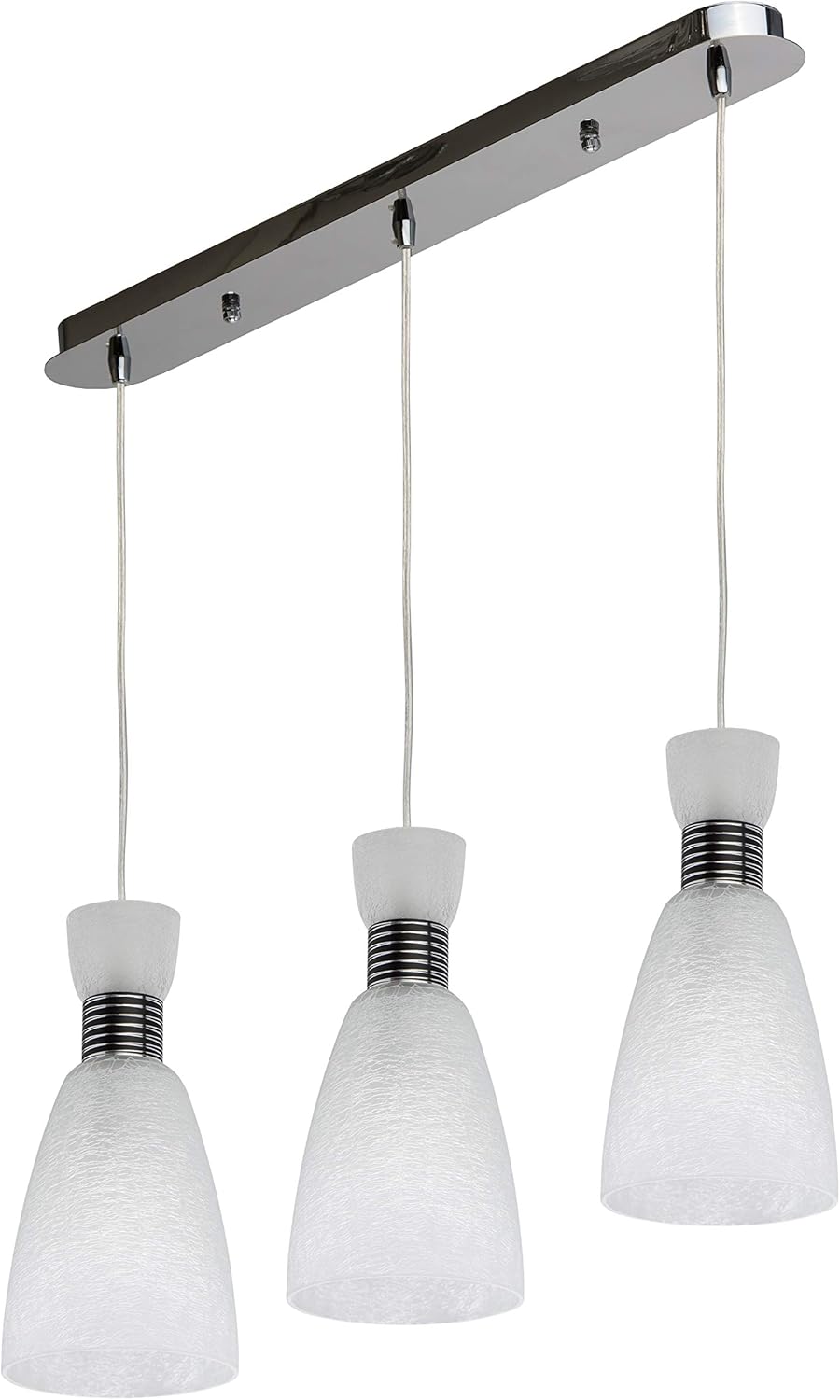 MWLight 354016403 Triple Pendant Light Chrome Metal Colour Matte White Glass Modern Style