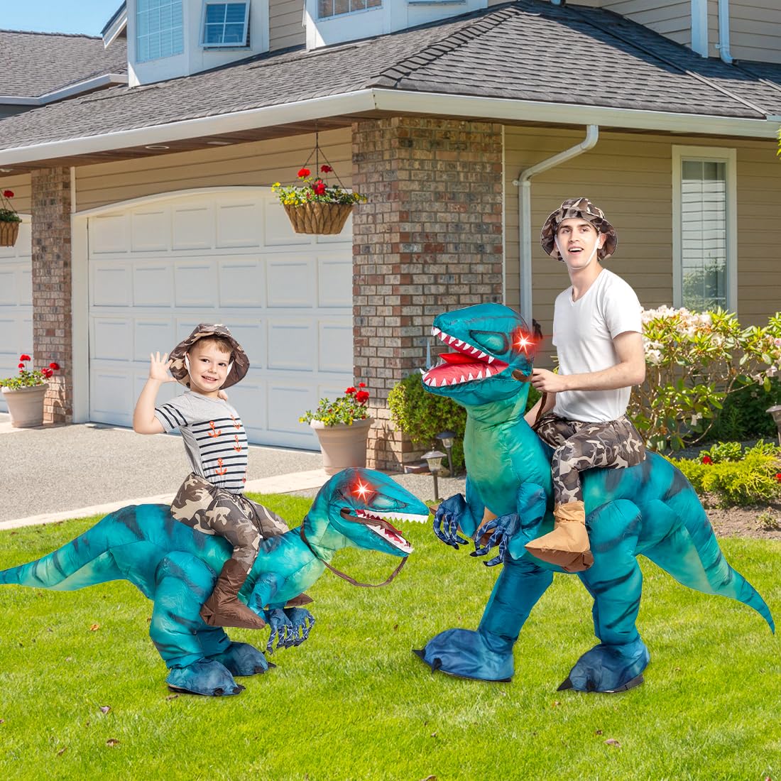 GOOSH Inflatable Dinosaur Costume for Kids Halloween Costumes Boys Girls Funny Blow up Costume for Halloween Party Cosplay…