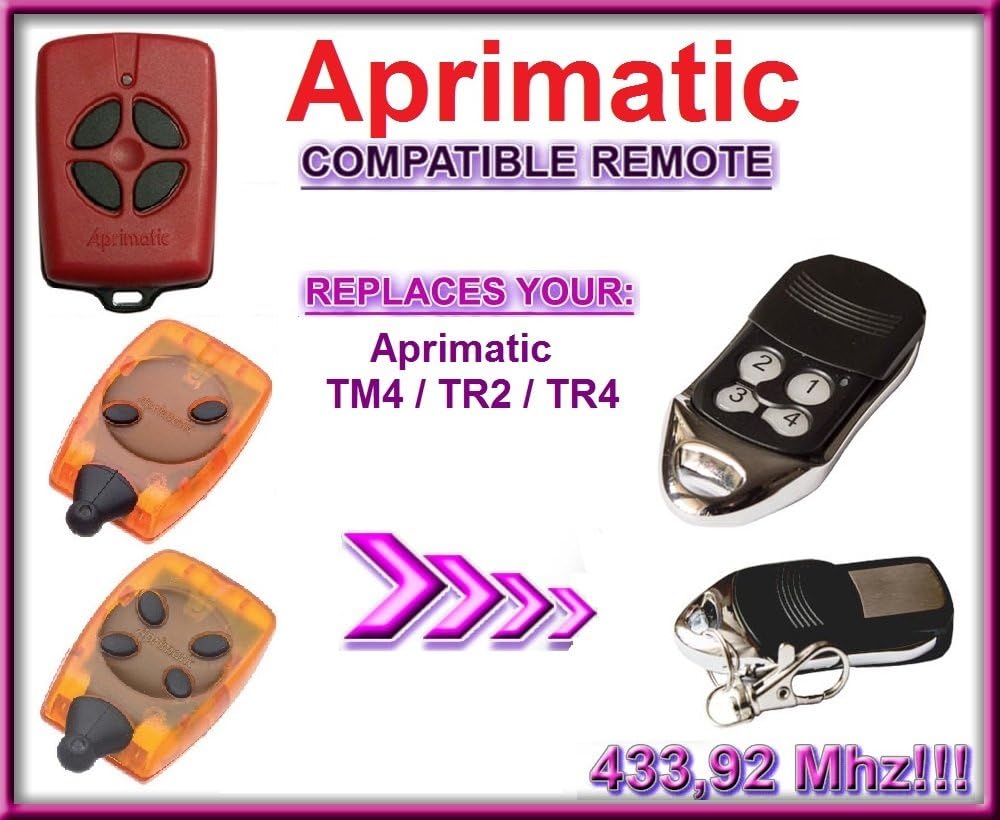 Aprimatic TR2 / TR4 / TM4 Compatible remote control, 433,92MHz replacement