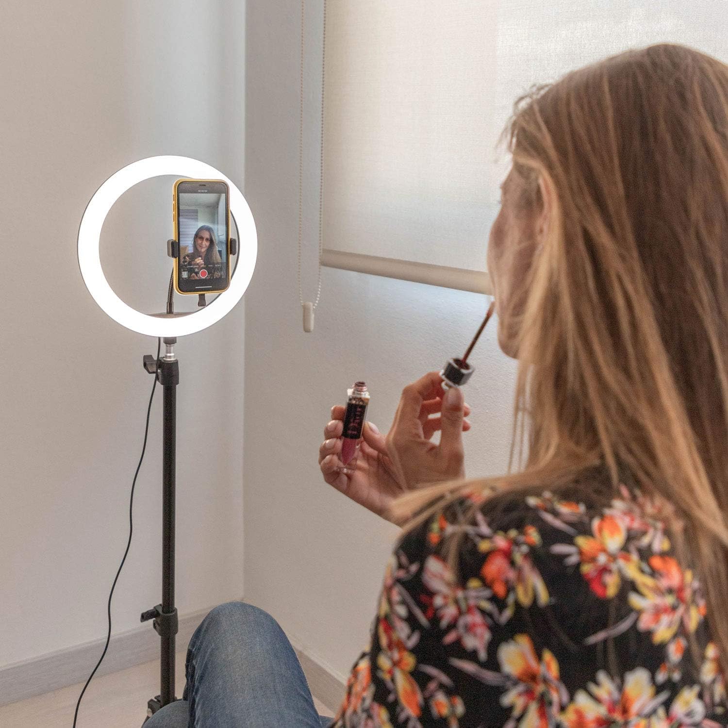 Ksix Kit Studio Live LED Ring with Tripod 1.60 cm for Smartphone, black - Image 4