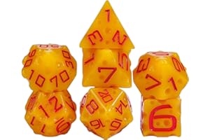 Cusdie 7PCS Polyhedral Cheese DND Dice, D&D Dice Set for Dungeons and Dragons RPG Table Games (Cheese Dice)