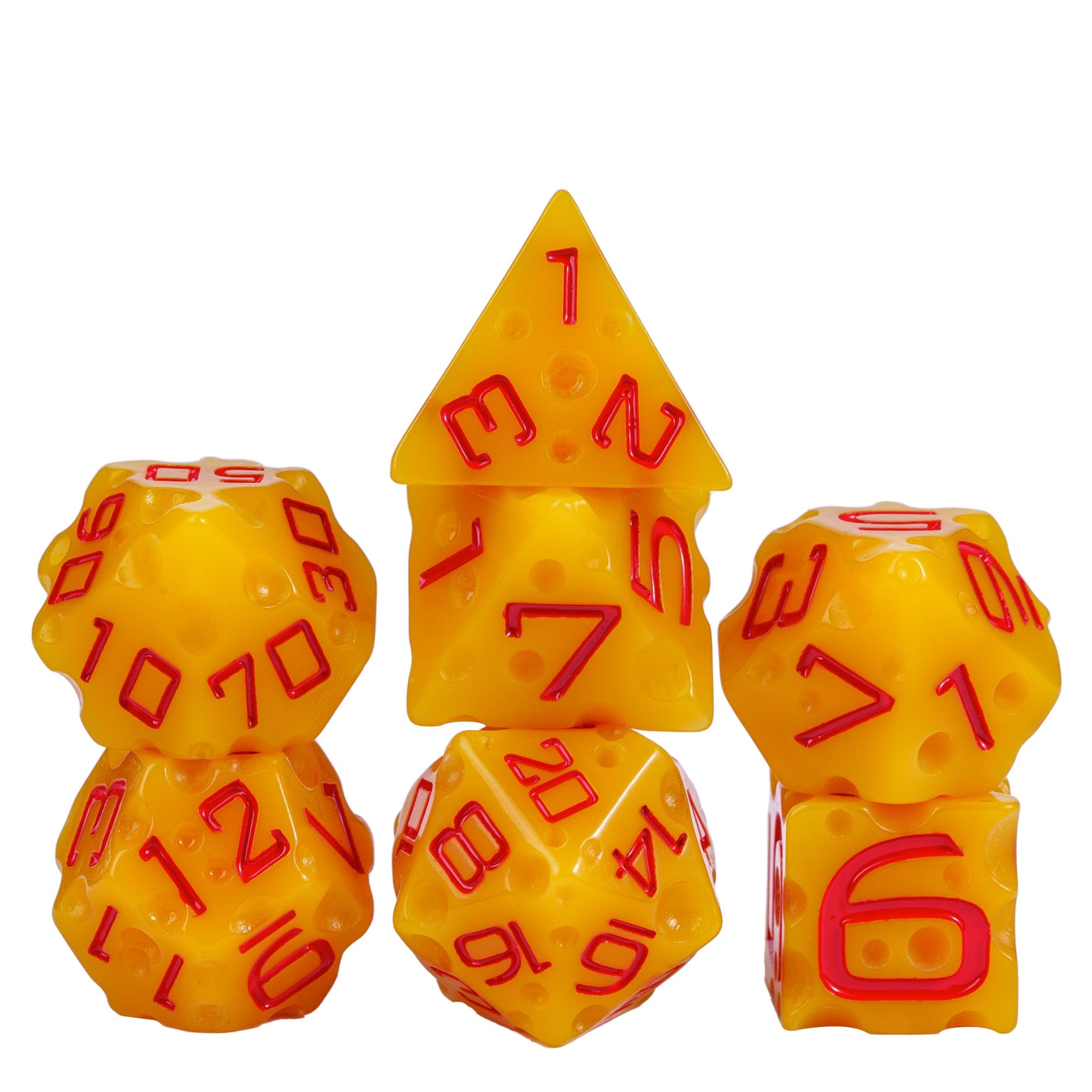 cusdie Polyhedral DND Dice Set Resin Dice Cheese Dice for Dungeons and Dragons Role Playing Game(RPG),Table Game,Board Games (Cheese) — image 1