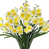 SNAIL GARDEN 2 Bunches 42 Heads Artificial Daffodils, 58cm/22 Long Stem Artificial Spring Flowers,Faux Daffodils for Home Garden Office Wedding Party Easter Decorations (White&Yellow)