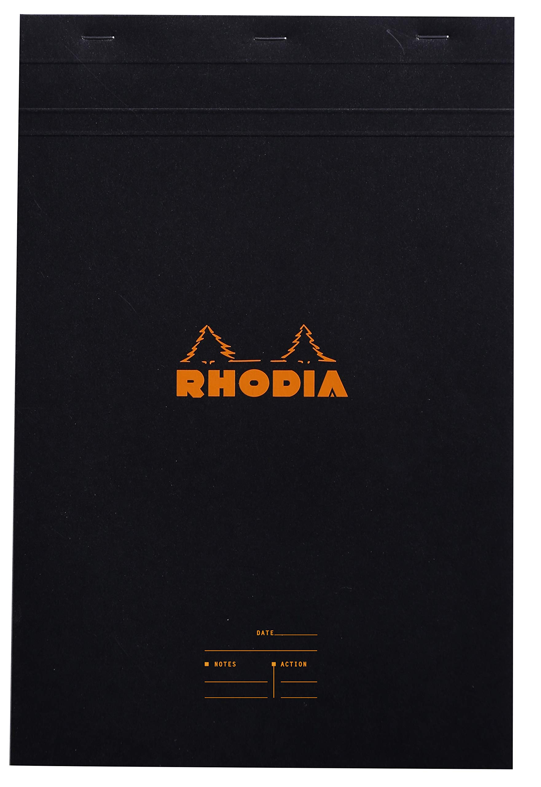 RHODIA 164009C - Stapled Notepad Meeting N°16 Black - A5 - Pre-Printed Date/Notes/Action - 80 Detachable Sheets - White Clairefontaine Paper 80 g/m²