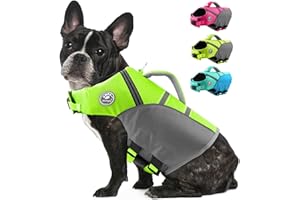 Mklhgty Dog Life Jacket for Swimming & Boating, Ripstop Safety Vest with Rescue Handle, High Buoyancy Preserver for Small Medium Large Dogs