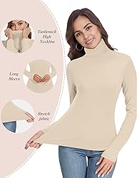 Womens Long Sleeve Turtleneck T-Shirts Mock Neck