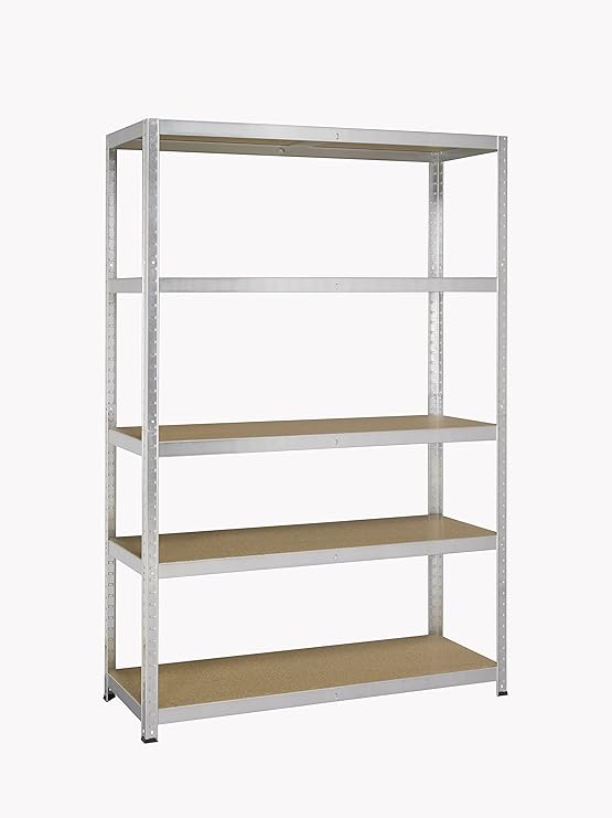 Avasco 175 Strong Regal aus Metall/Holz, Aufsteckmechanismus, mit 5 Ablageflächen, klar, galvanisiert, Transparent, 540043161