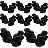 Liitrsh 8 Pairs Women's Cross Band Slippers Fuzzy House Slippers Plush Furry Bridesmaid Shoes Open Toe Soft Warm Shoes