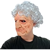 Amazon.com: Scary Old Lady Mask with White Hair – Realistic Latex ...