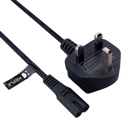 Keple 5m Figure 8 Power Lead C7 Mains Cable UK Plug for PS5 PS4 Xbox TV Printer