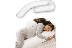 MedCline Therapeutic Full Length Body Pillow, Adjustable Shredded Memory Foam Pillow for Side Sleepers, J-Shaped Body Pillow for Neck, Back, and Hip Support, Removable Washable Cover, 22"x50"x6"