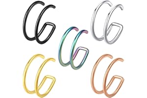 VELCARE 2-5 Pcs 18G 20G Nose Rings Hoops Nose Piercings Nose Piercing Jewelry Fake Nose Ring Fake Septum Double Hoop Nose Ring Hoop Lip Nose Rings for Women Clip On Helix Cartilage Hoop Earrings
