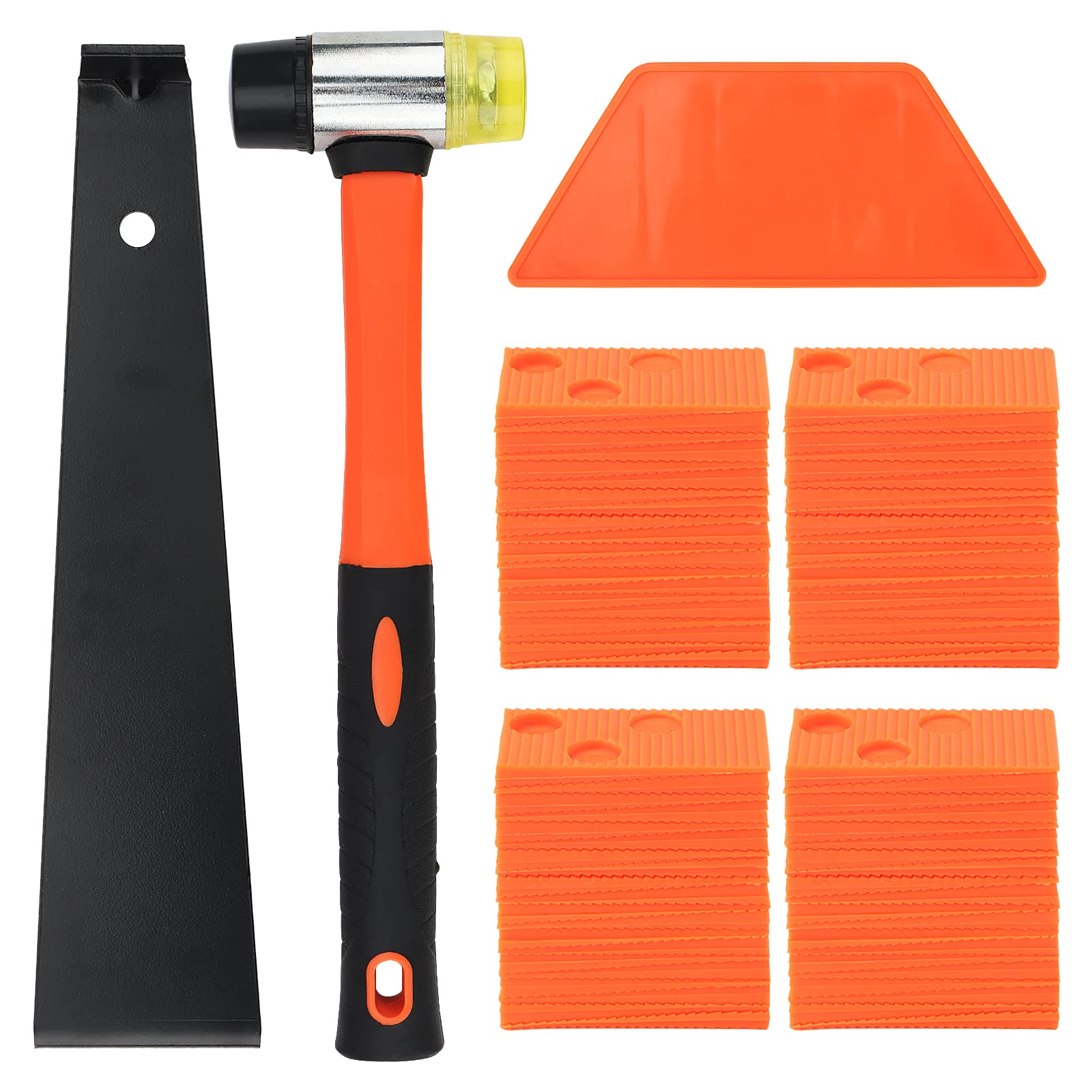 PINGEUI Laminate Floor Installation Set, Vinyl Kit with 60 Mounting Wedges, Pull Bar, Hammer for 0.27-0.6 inches Floors