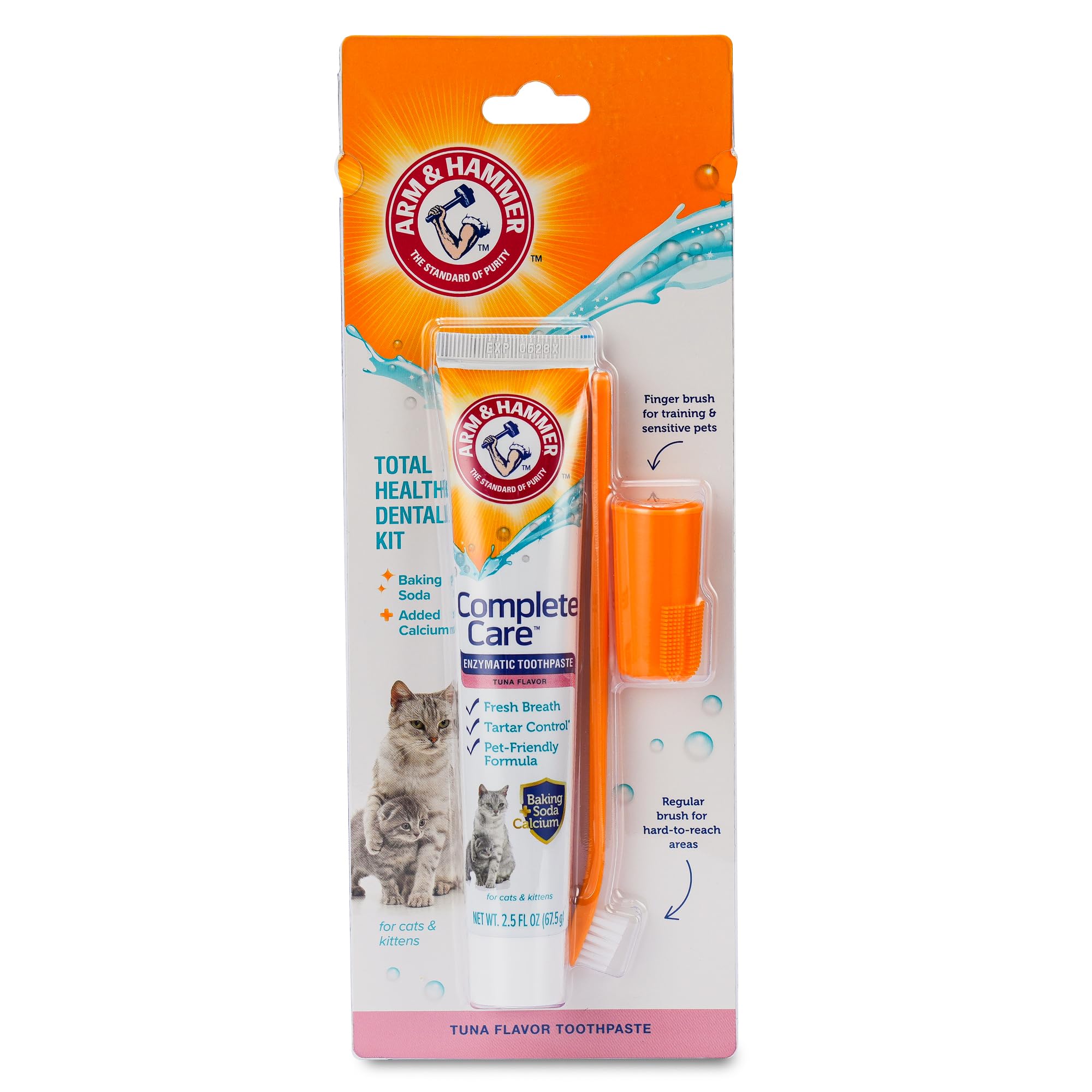 Photo 1 of Arm & Hammer for Pets Complete Care Cat & Kitten Dental Kit | Includes 2.5 oz Tuna Flavor Enzymatic Cat Toothpaste, Cat Toothbrush, and Rubber Finger Brush for Cats