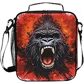 MFTJYO King Kong Lunch Box for Boys Furious Cooler Insulated Lunch Bag Cooler Bag Tote Freezable Shoulder Strap Lunchbox Zipper Waterproof Picnic Meal for School