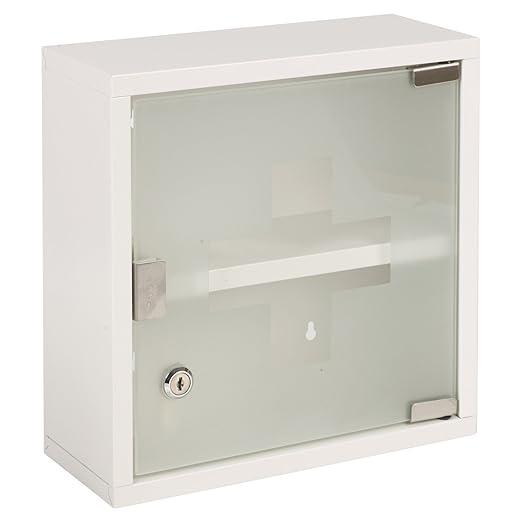 Wall Mounted Lockable Stainless Steel Medicine With 2 Shelves