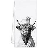 OSLYSOF Funny Fluffy Cow Hand Towels for Bathroom Washroom Spa, Cow Bathroom Decor, Gifts for Women Cows Lovers, Western Farm Animal Cows Bathrooms Hand Towels, 16x24 Inch
