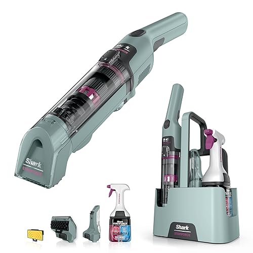 Shark StainForce Cordless Spot Cleaner Lightweight & Portable Spot, Stain, & Odour Eliminator for Carpets, Upholstery, with Storage Caddy, Accessories and 2x 500ml Cleaning Solution, HX100UKCP