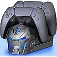 PS5 Controller Charger Station for PlayStation 5 Dualsense Controllers: Fast PS5 Dual Controller Stand Charger Dock-LED PS5 Controller Charging Station Accessories for PlayStation 5 Storage (Grey)