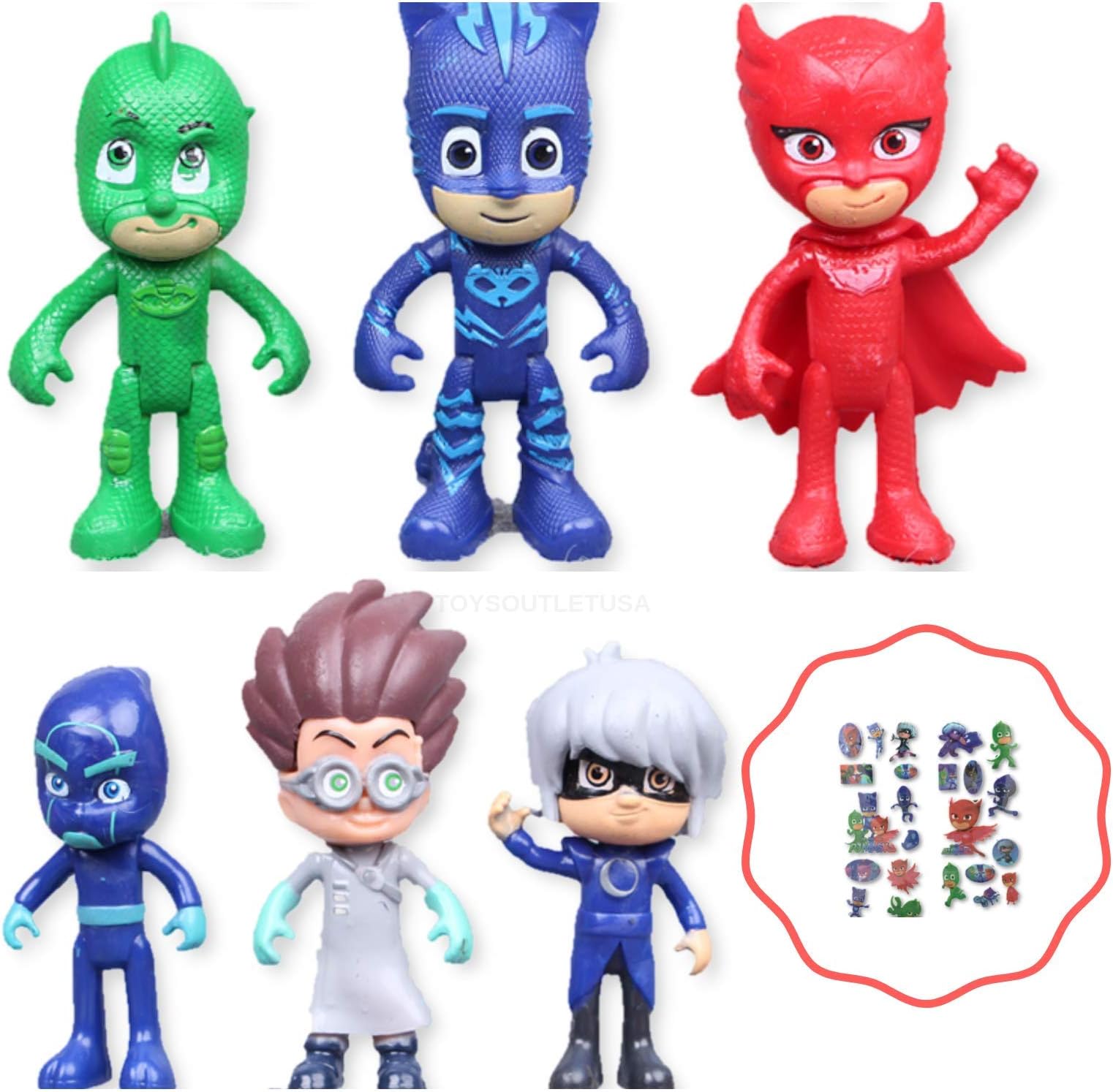 PJ Masks 6PCS Toy Figures Cake Topper | Bonus Sticker Included ToysoutletUSA