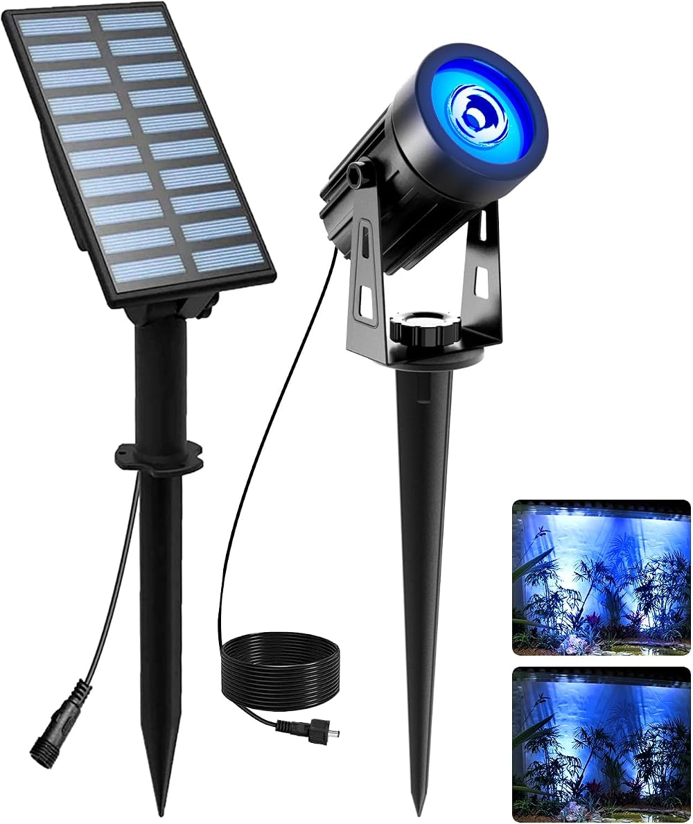 T-SUNUS Solar Garden Spot Lights Blue LED Outdoor IP65 Waterproof