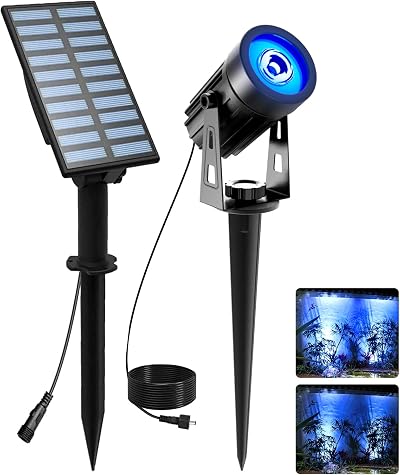 T-SUNUS Solar Garden Spot Lights Blue LED Outdoor IP65 Waterproof