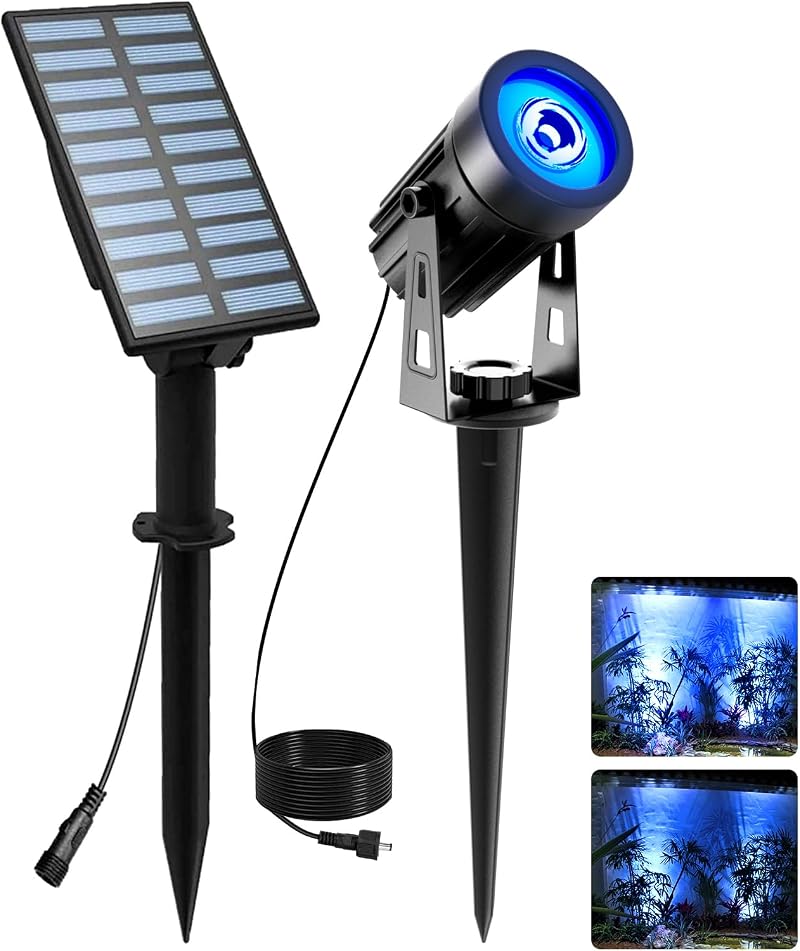 T-SUNUS Solar Garden Spot Lights Blue LED Outdoor IP65 Waterproof