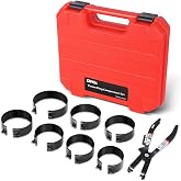 DNA MOTORING Engine Piston Ring Compressor Set with Compression Pliers and 7 Piston Rings (2-7/8" - 4-5/8") - for Car, Truck, and Motorcycle Installation and Removal Kit, TOOLS-00537
