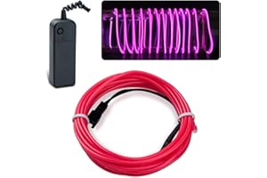 lychee 15ft EL Wire Neon Glowing Strobing Electroluminescent Light El Wire w/Battery Pack for Parties, Halloween Decoration (Pink, Outdoor use)