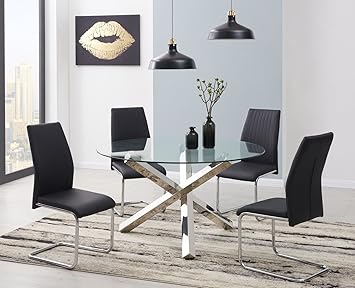 Furniturebox Uk Vogue Large Round Circular Chrome Metal Clear