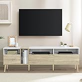 SUSULULU 71" Supports 80-Inch TVs TV Stand, Entertainment Center with 3 Drawers & Shelves, TV Media Console with Modern Style for Living Room, White