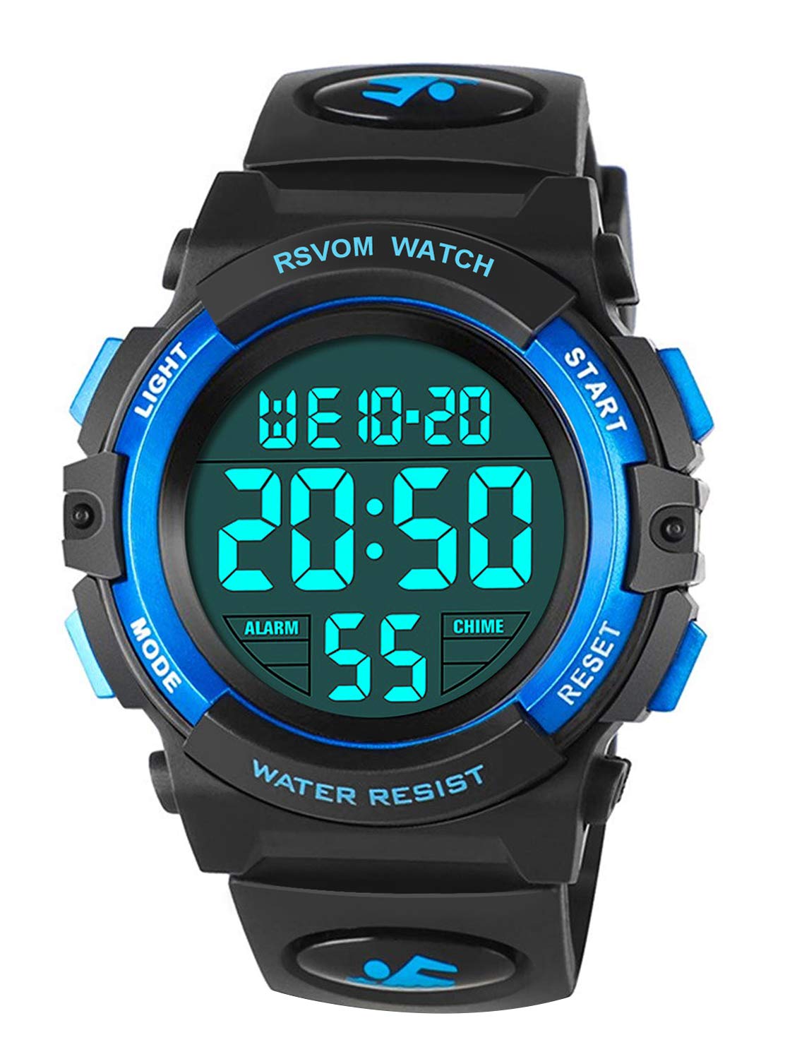 RSVOM Kids Boys Watches, Waterproof Outdoor Digital Sports Watch with Alarm/Stopwatch, Kids Digital Wrist Watches for Birthday Gifts/Gifts Blue, S, Strap, Blue, S, Strap