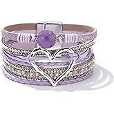 Long tiantian Boho Leather Wrap Bracelets Gifts Trendy Stuff Layered Bangles Bracelets for Women Modern Stackable Infinity Bracelets Bohemian Jewelry Gifts for Women Birthday Christmas Gifts Stocking Stuffers