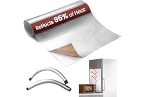 AMERBRO Heat Shield Automotive Aluminum Reflects 95% of Radiant Heat , 12" x 24" Stove Heat Shield to Protect Refrigerator, Heat Shield Wrap for Exhaust, Motorcycle, Wood Stove, Cabinet, Fireplace (Silver)