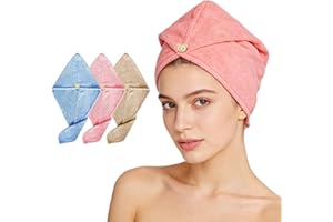 UPEOXT 3 Pack Hair Towel Wrap for Women, Quick Drying Hair Towels, Super Absorbent Hair Turban, Soft Microfiber Head Towel Wr