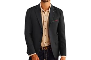 PJ PAUL JONES Mens Blazer Lightweight Sport Coats Casual Two Buttons Notched Lapel Suit Jacket with Removable Brooch