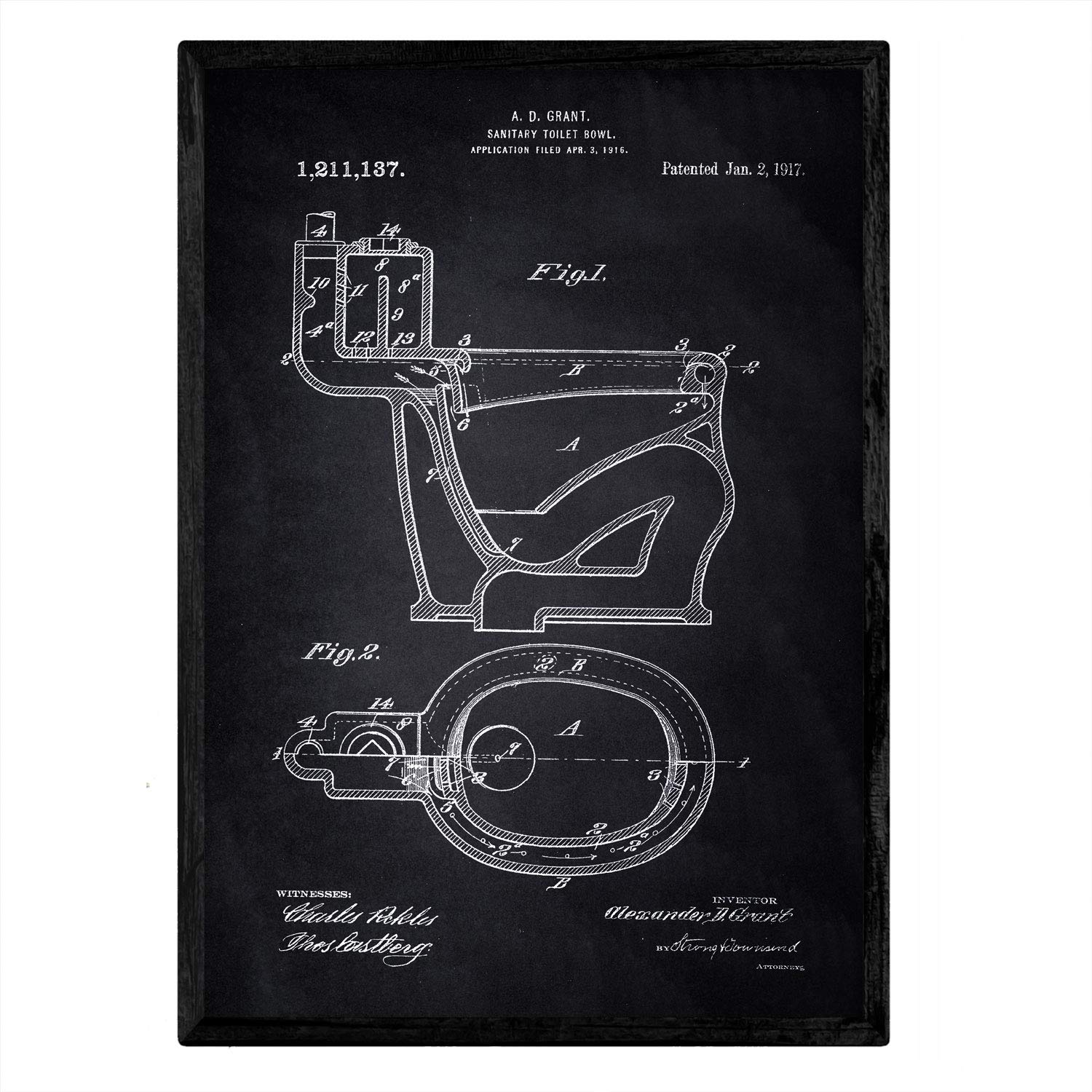 Nacnic Poster patent of Vater. Sheet with old design patent A3 size with black background — image 1
