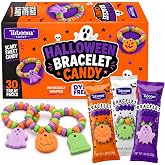 Halloween Bracelet Candy 30 Treat Packs | Individually Wrapped Candy Bracelet, with Ghost &amp; Pumpkin Shapes, Trick or Treat Halloween Candy, Party Favors &amp; Goodie Bags