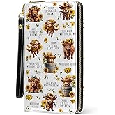 RTTLALUO Womens Wallet, Highland Cow Wristlet Wallet For Women, Aesthetic Highland Cow Card Holder Purse With Zipper, Birthday Christmas Graduation Gifts For Women, Office Daily Purse