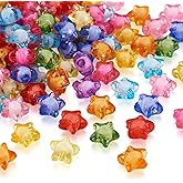 Pandahall 300Pcs Transparent Acrylic Star Beads 12mm Colorful Mini Crystal Acrylic Star Bead in Bead Loose Spacer Beads for DIY Jewelry Craft Making